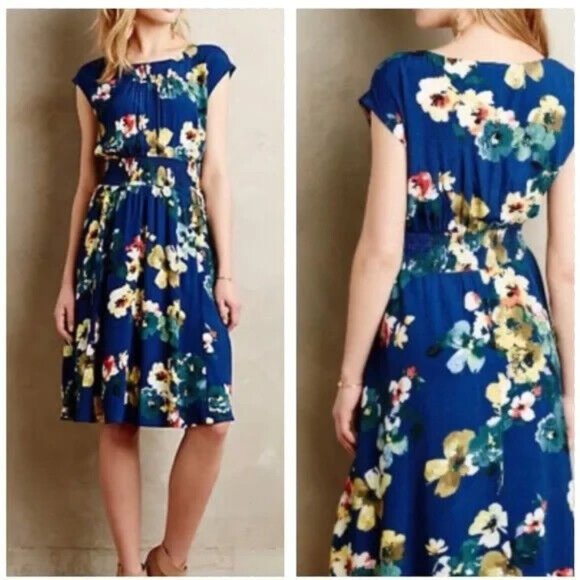 Maeve Dresses & Skirts - Maeve Anthropologie Evaline Dress Blue Floral Size Small